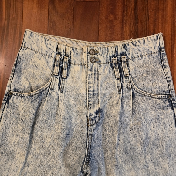Vintage 80s Women's Acid Wash Bareback High Waist Jeans Sz 13 Hiphop Punk Grunge - Picture 11 of 16